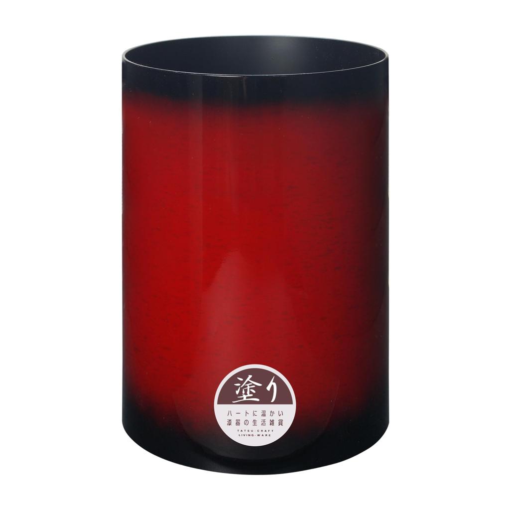 TATSU-CRAFT Trash Can Dustbin M 6.8L Kasuri Vermilion Stylish Lidless Slim for Bedroom, Living Room, Kitchen, Japanese-style Room, Office, Sorting Dus