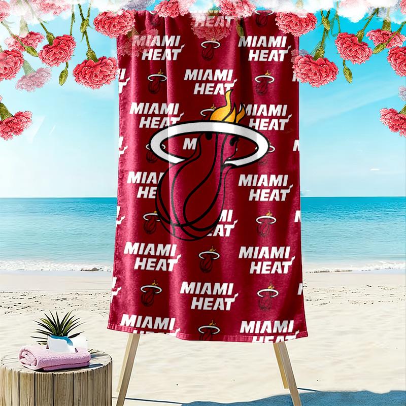 Miami Heat Print Beach Towel, Large Soft Quick Dry Towel for Beach Camping Swimming