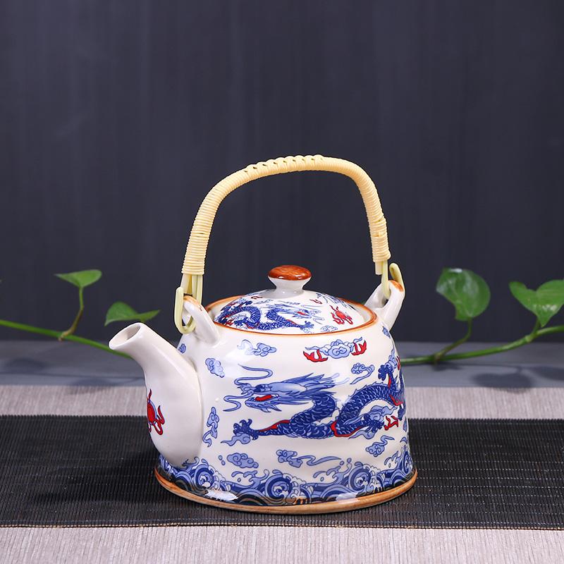 CHANSHOVA-Chinese Porcelain Teapot with Strainer Net, High Capacity 900ml, Traditional Chinese Retro Ceramic Tea Set, H189