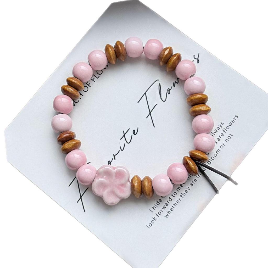 Retro Forest Style Ceramic & Wooden Bead Bracelet - New Chinese Zen Versatile Jewelry