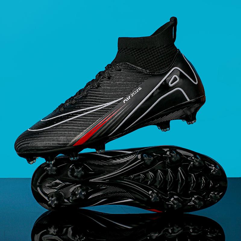

High Top Soccer Boots Tf Crushed Nails Adult Turf Ag Nailed Leather Foot Male Youth Student Sports Training Shoes 35
