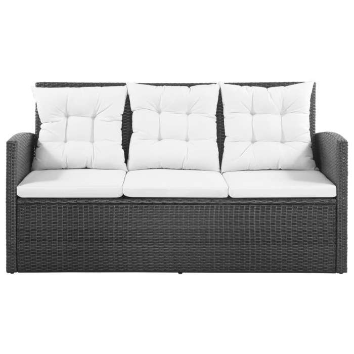 VidaXL Salon de jardin 5 pcs avec coussins Résine tressée Noir