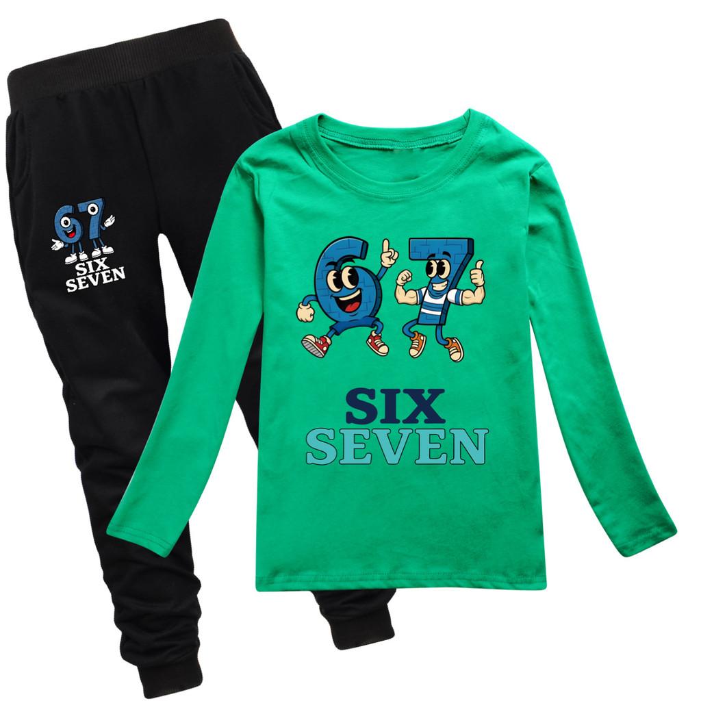 5225 Kinder Jungen Mädchen Steal a Brainrot 67 Print T-Shirt Hose Kleidung Set