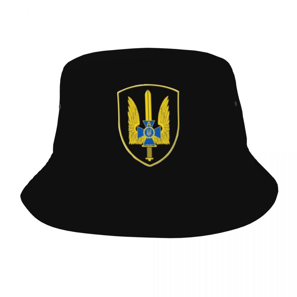 Women Unisex Bucket Hat Ukraine Flag Trident Ukrainian Summer Travel Headwear Lightweight Hiking Fishing FisherUnisex Caps Ispoti Cap