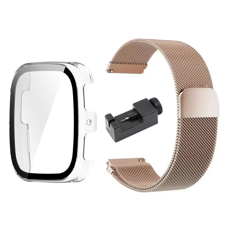 Milanese Loop Band with PC Case for Amazfit Active 2 Square Magnetic Stainless Steel Bracelet