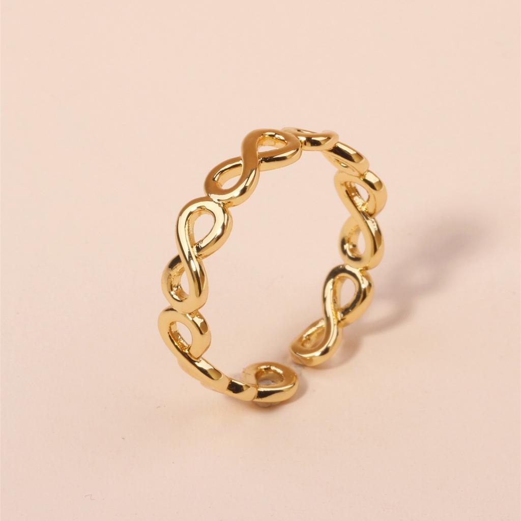 Fashion Niche Design Sense Versatile Opening Adjustable Ring, Gold Stacked Fashionable Simple Ring