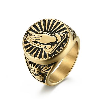 2026 Jewelry Prayer Hand Ring Ring, 18K Gold Plated Prayer Hand Men's Ring