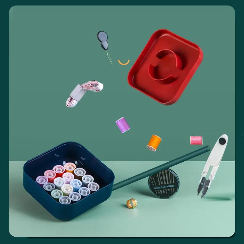 Kit de Couture Simple à Boutons Ensemble Outils de Couture et de Réparation Boîte Portative Multifonctionnelle de Rangement pour Couture et Fils