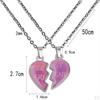 1 Pair Couple Pendant Necklaces Color Stainless Jewelry Gift Heart Shaped Friendship Women Men Lover