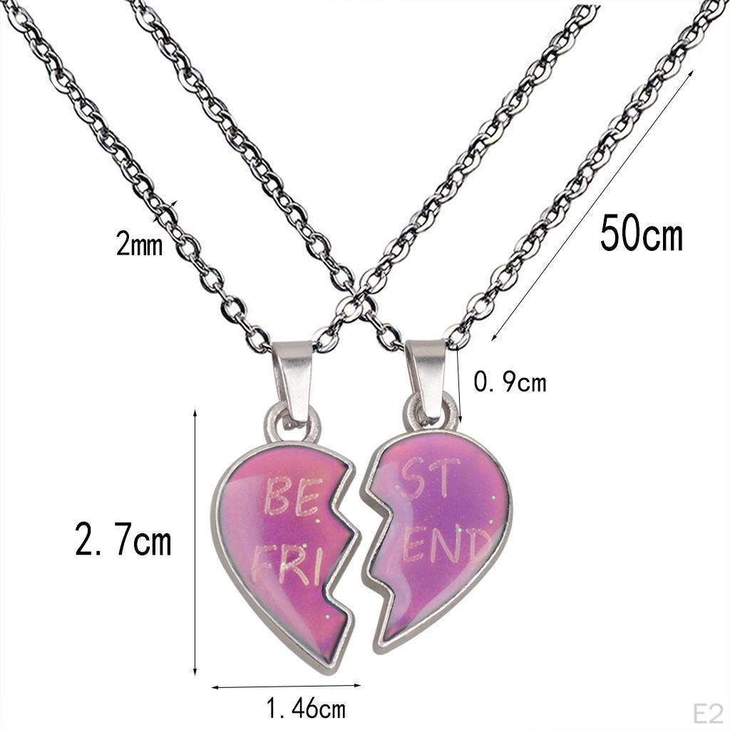 1 Pair Couple Pendant Necklaces Color Stainless Jewelry Gift Heart Shaped Friendship Women Men Lover
