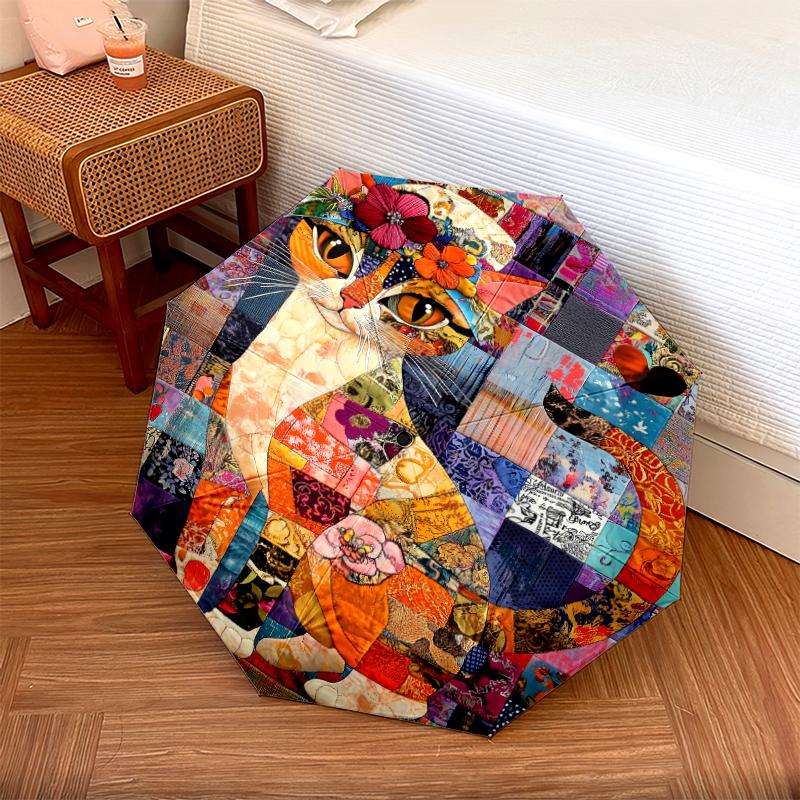 1 PC Automatic Folding Umbrella - Fox, Cat, Rooster Pattern, Portable & Foldable Design with 8 Ribs, Christmas Birthday Gifts