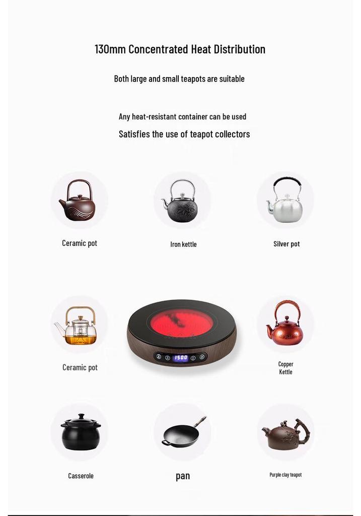 Electric Ceramic Stove & Tea Kettle: Multi-functional Brewer with Timer for Office & Home Tea Brewing
