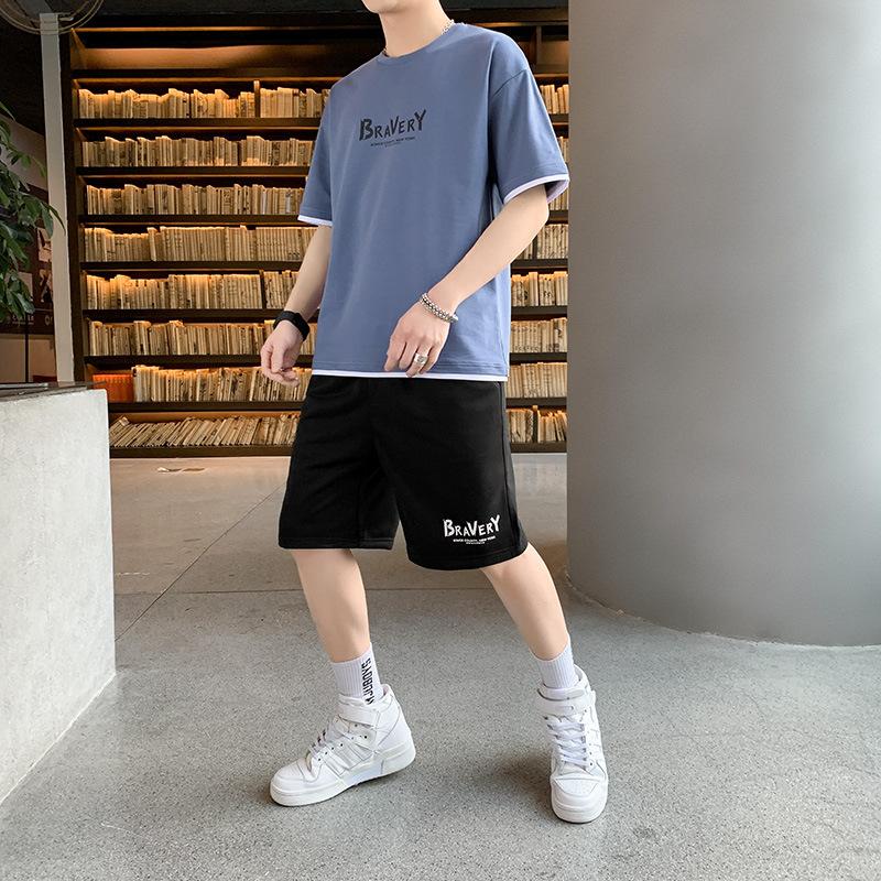 Summer Men's Casual Sports Set Short Sleeved Shorts Set