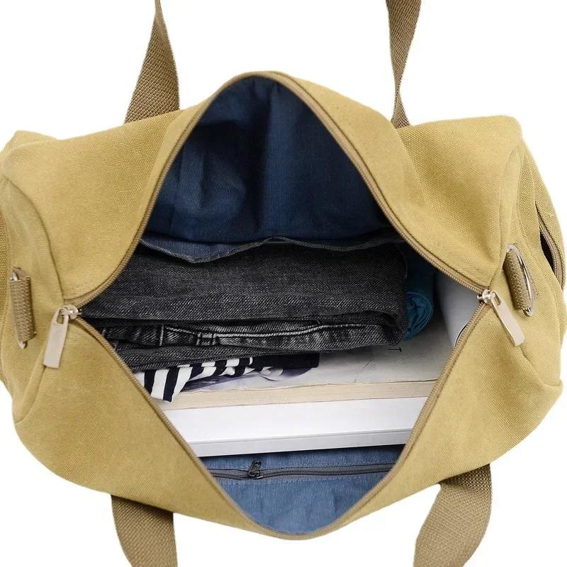 Men Large Capacity Canvas Baglarge Gym Sports Bag Cabin Holdall Duffle Shoulder Travel Weekend Bag Short-Distance Travel Package