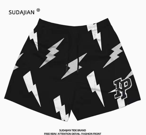 

Чоловічі американські модні вуличні баскетбольні шорти - Швидкосохнучі, дихаючі, вільний крій, повсякденні літні штани для бігу L