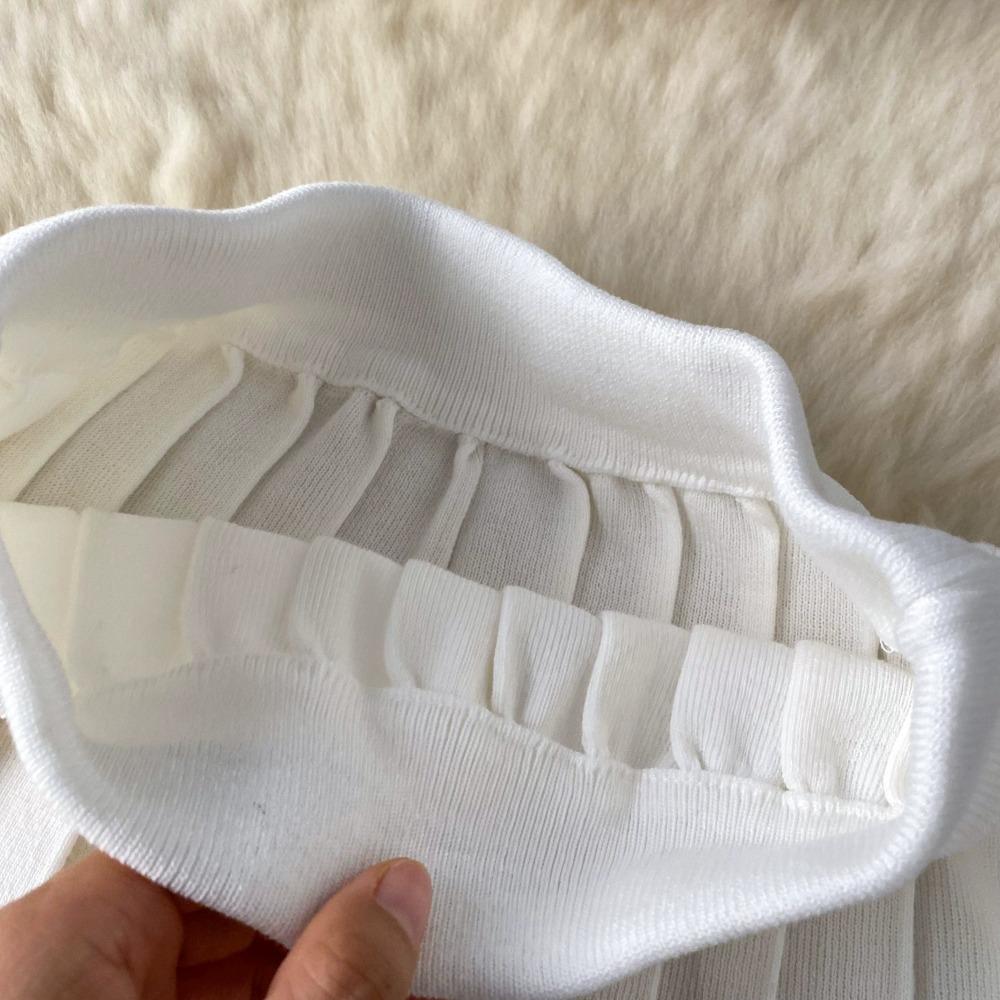 Two 2 Pieces Set for Women Summer Sexy Polo Collar Short Sleeve Buttons Knit Top and Elastic Waist Mini Pleated Skirt Suits