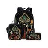 Bohemian Pilz-Druck Drei-teiliges Rucksack-Set für Jungen und Mädchen Beste Geschenke 2D Flache Cartoon-Schultasche für Kinder