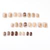 24 pezzi/set unghie finte corte retrò marrone rombo unghie finte adesivi indossabili impermeabili manicure unghie finite