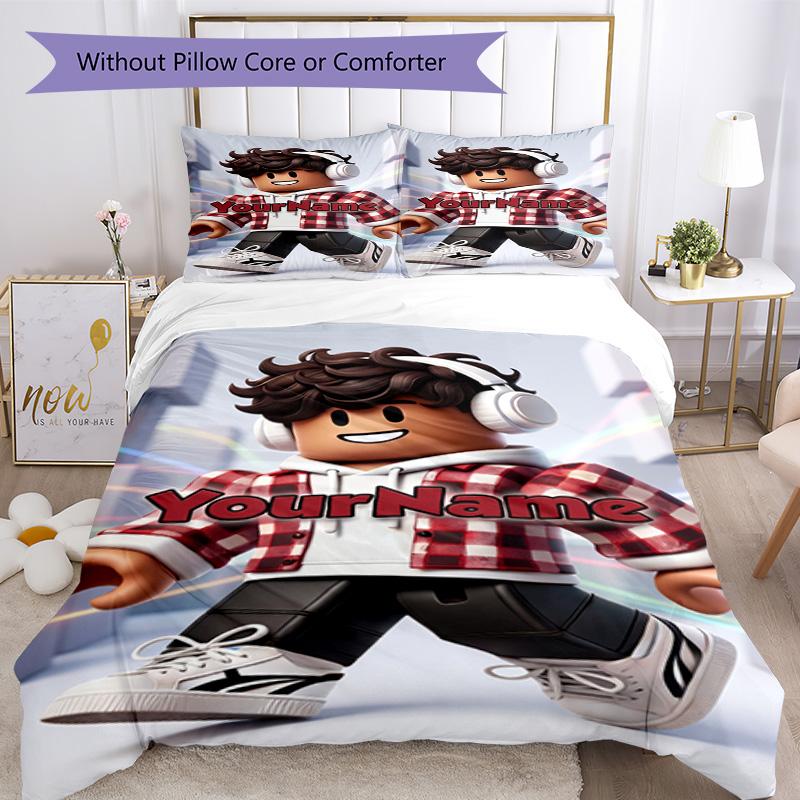 Roblox 37 Customize Your Name Bedding Set Breathable Duvet Cover with Pillowcases Home Decoration Birthday Gift