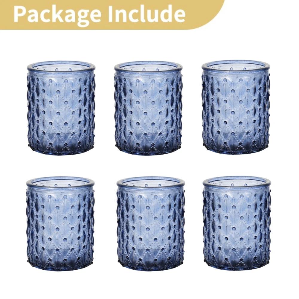 6/12Pcs Votive Glass Candle Holders Round Tea Light Candlestick Flameless LED Tea Light Holder for Wedding Home Table Decor