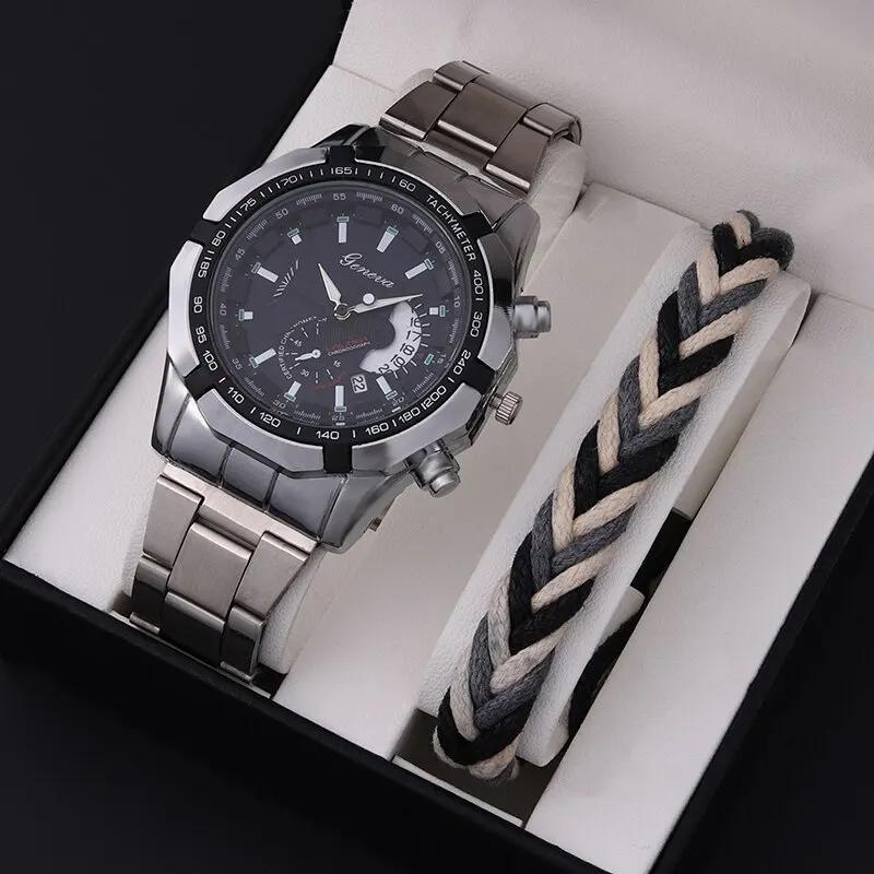 

Мужские модные кварцевые часы, роскошные мужские спортивные наручные часы из нержавеющей стали с календарем, мужской кожаный браслет Relogio Masculino