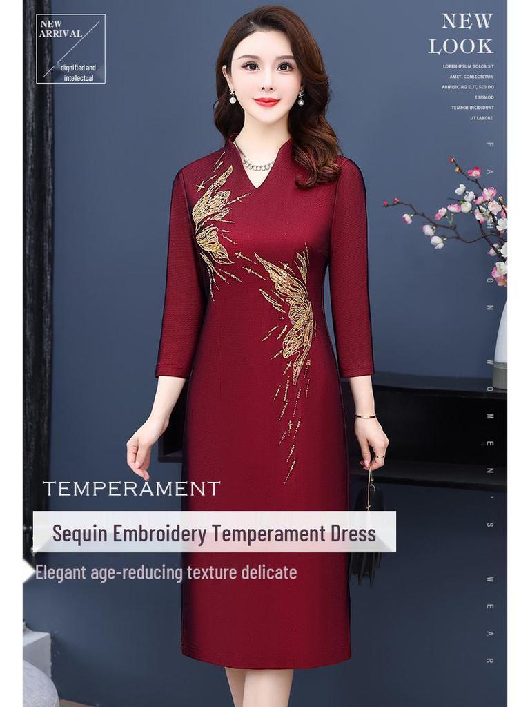 Elegant Autumn 2025 Cheongsam: Mother-of-the-Bride Dress