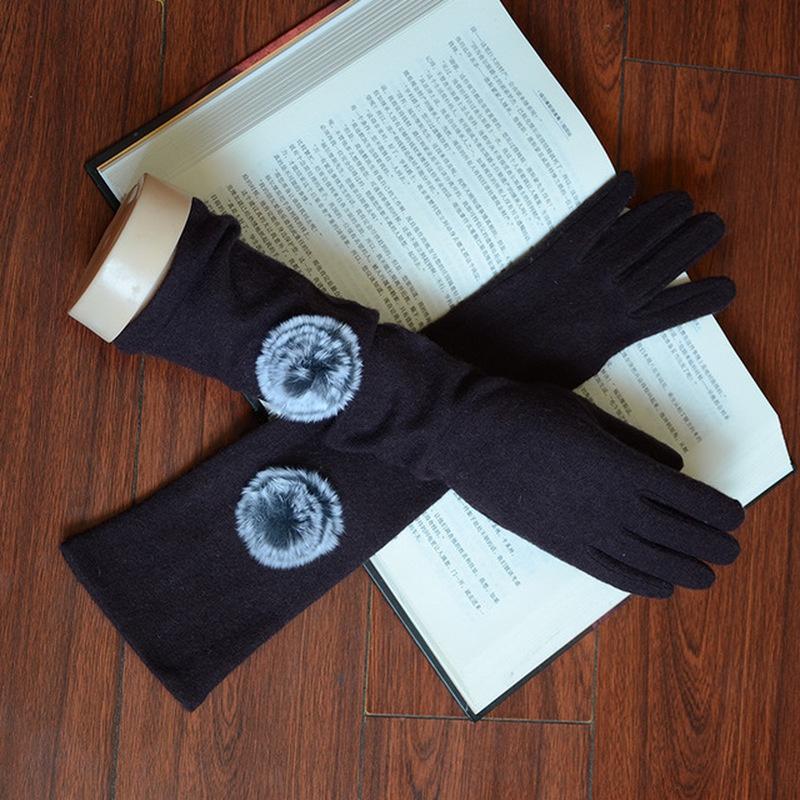 Luvas de ciclismo de cashmere com tela sensível ao toque de dedo inteiro Luvas longas para ciclismo e direção