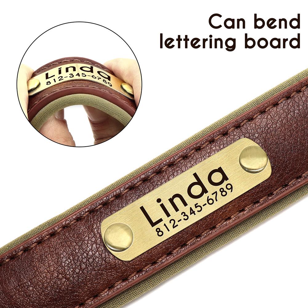 Personalized PU Leather Dog Collar Soft Padded Dog Collars Free Custom Pet ID Name Necklace for Small Medium Large Dogs Pitbull