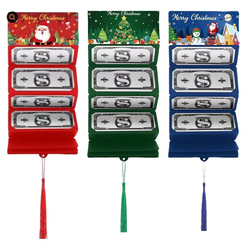 DIY Cash Gift Card Holder with 10 Slots Xmas Surprise Card Wallet Folding Greeting Card Envelope for Home Gathering Party Gift