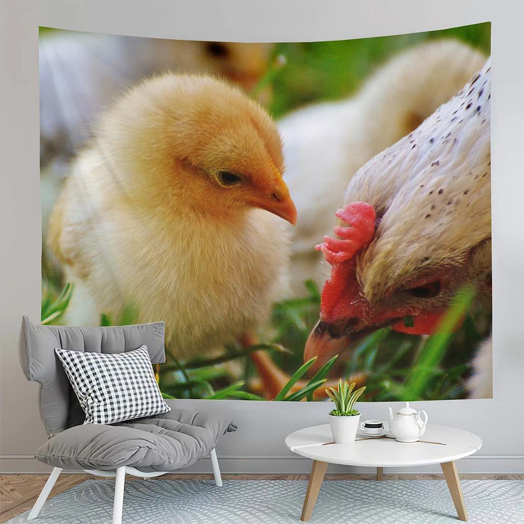 Farm Chicken Tapestry Funny Rooster  Animal Art  Home Living Room Bedroom Wall