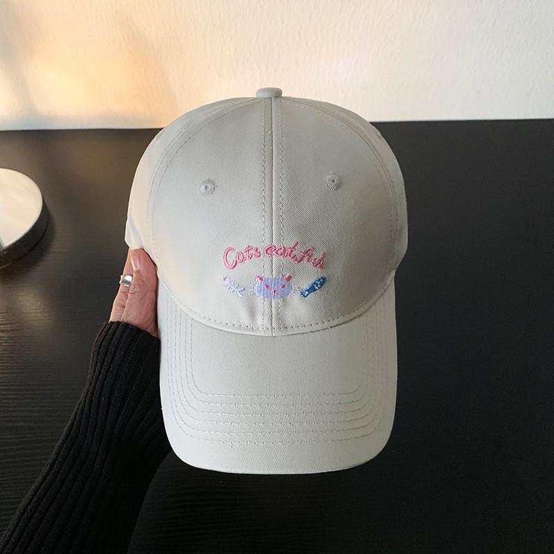 

Fashion Cat Cute Embroidery Baseball Cap Women In Soft Yellow Adjustable Size кремовый
