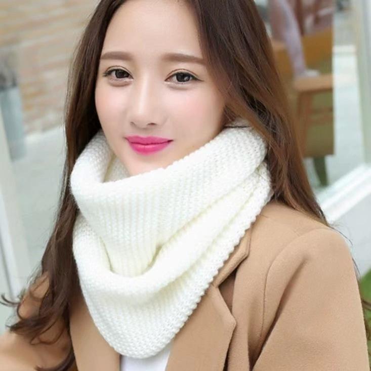 Scarf for Women Autumn and Winter, Windproof and Cold Proof Thick Neck Cover, Solid Color Versatile, Warm and Neck Protecting Knitted Scarf