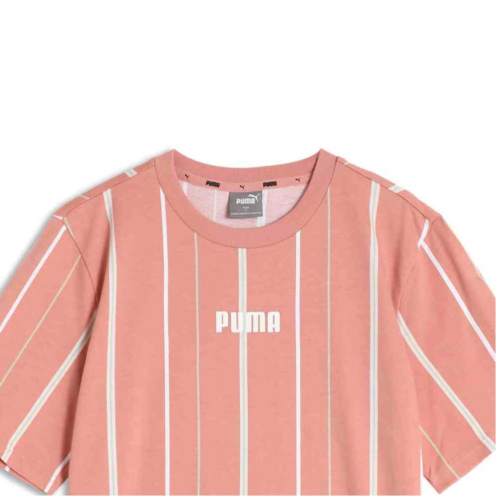 Puma Soft Skin-Friendly Striped Short Sleeve T-Shirt Unisex Tops Orange 677347-24