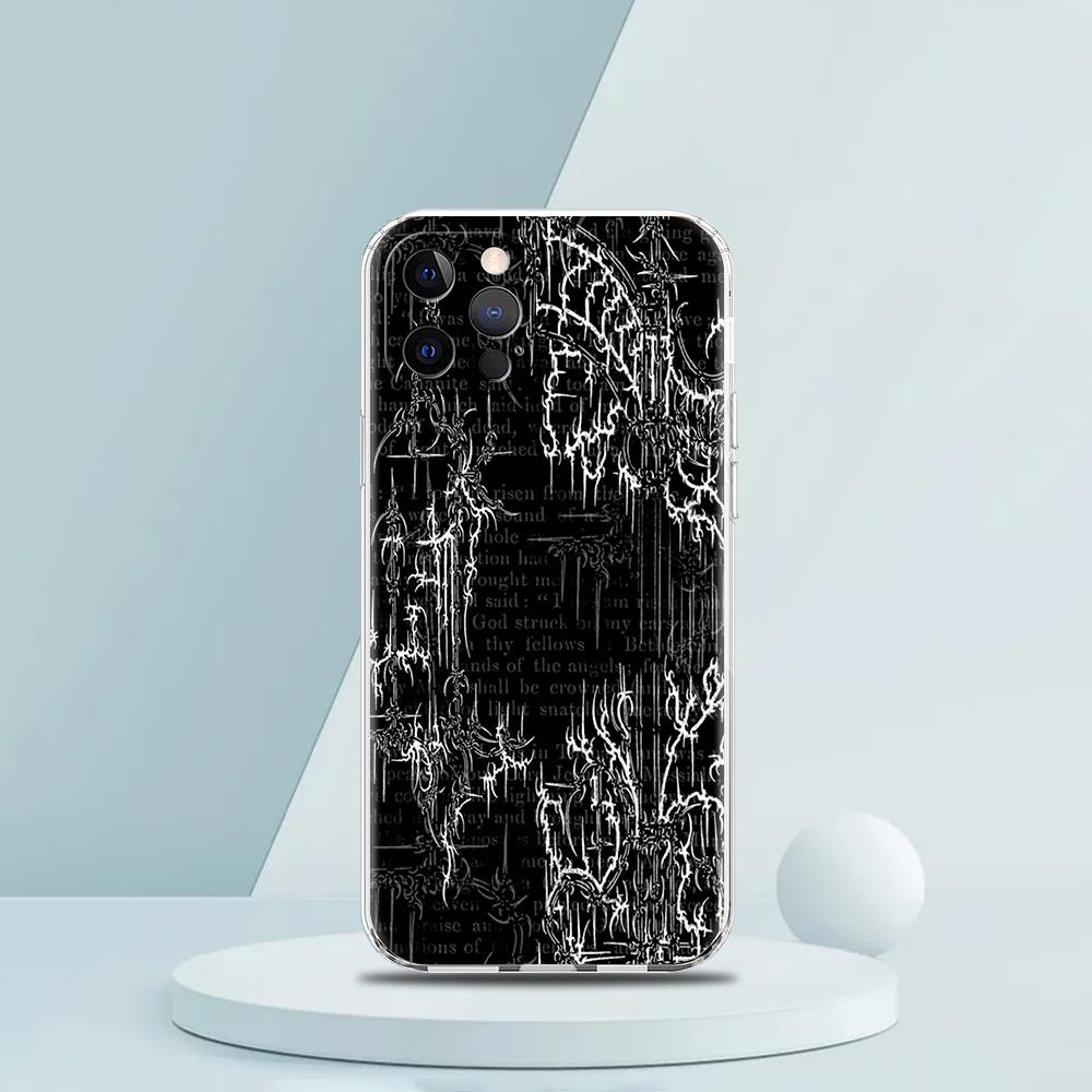 Soft TPU Transparent Phone Case Cover for iPhone 16 15 14 13 12 11 Pro Max XR 8 7 Plus XR Shell Cyber Sigil Cross Line Pattern