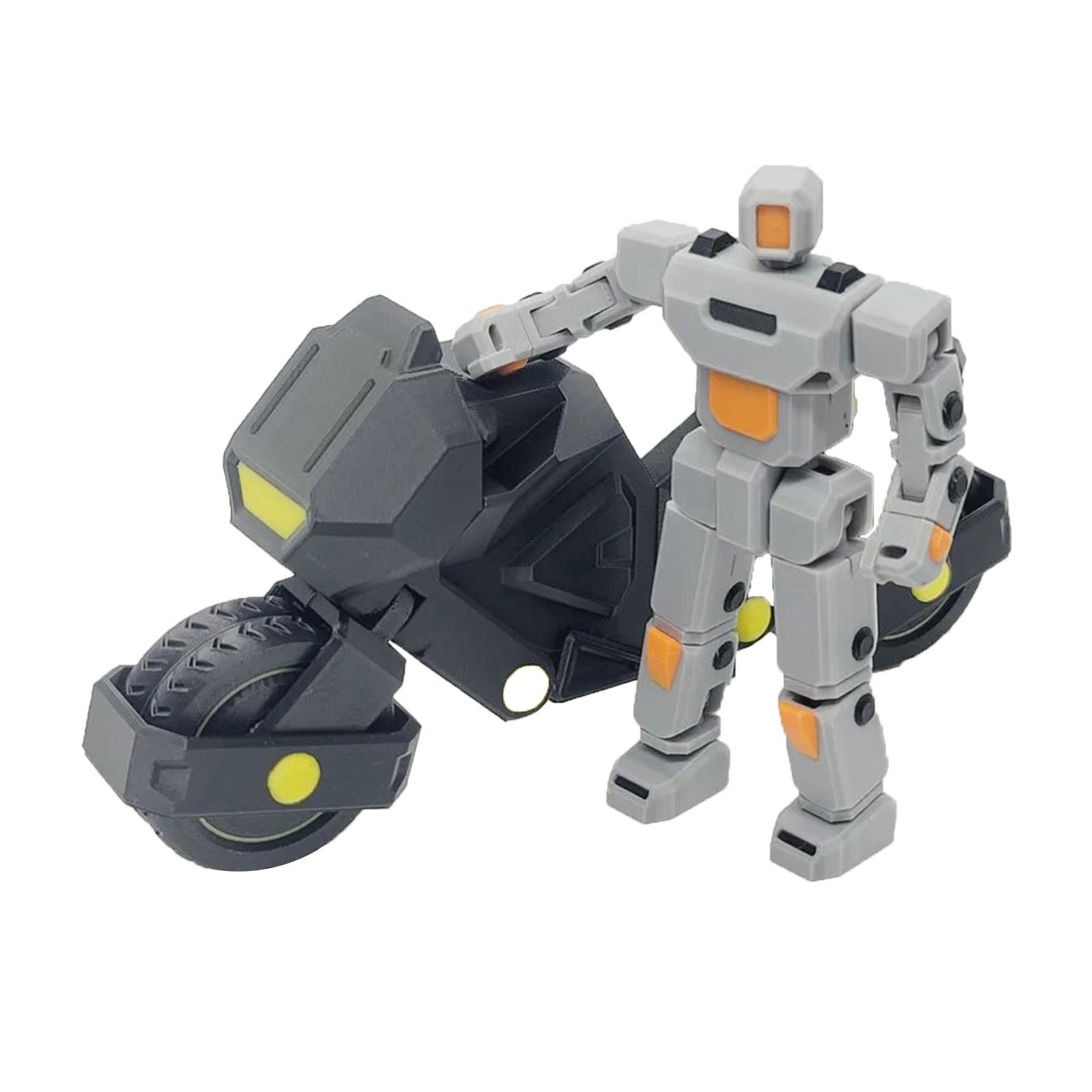 

3D-печатный механический мотоцикл, комбинированный человек, подвижная технологическая механическая игрушка One Size чёрный