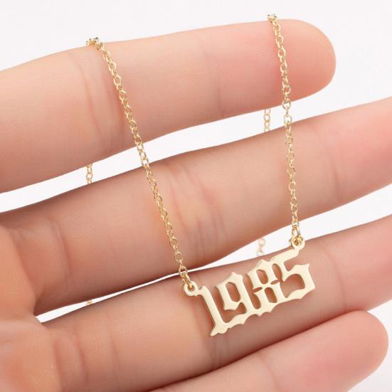 1980-2019 Doğum Yılı Numarası Charm Kolye Paslanmaz Çelik Zincir Kolye Takı