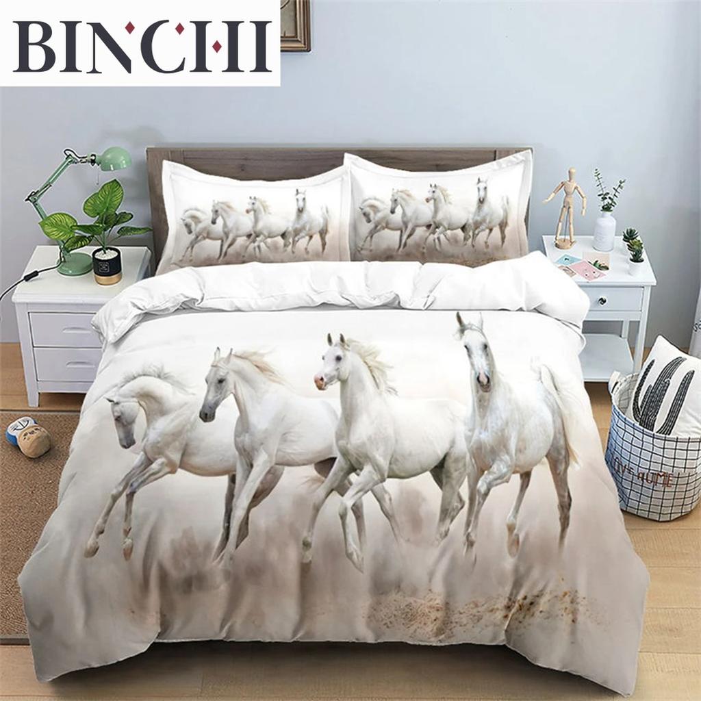 Horse Comforter Cover Set For Kids Toddler Farm Animal Pattern Bedding Set Boys Girls 3 Piece Farmhouse Cowboy Duvet Cover Set