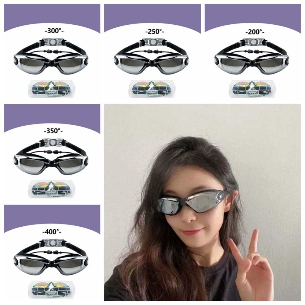 Waterproof Swim Glasses with Earplugs Dazzling Colors Anti-fog Swimming Eyewear  Snorkeling