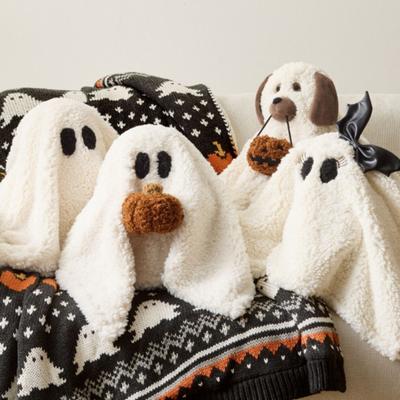 Halloween Plush Ghost Toy Stuffed 3D Ghost Plush Pillow with Pumpkin/Bat