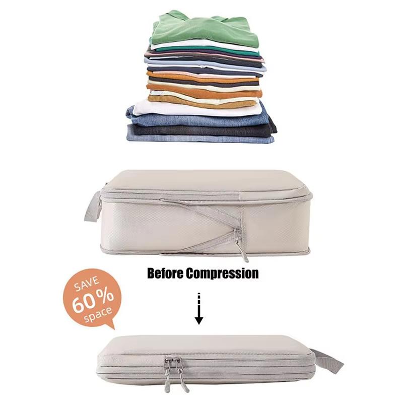 4pcs/set Travel Compression Storage Bag Portable Dust Hand Held Luggage Clothes Packing Bag Toiletries Bag Wardrobe Organizer