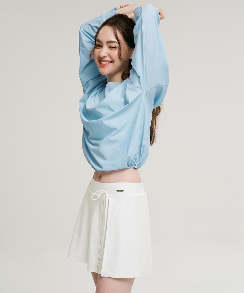 Leijibi [Set] Air Pastel String Women'S Long Sleeve Rash Guard + Wrap Skirt Set (4 Colors)
