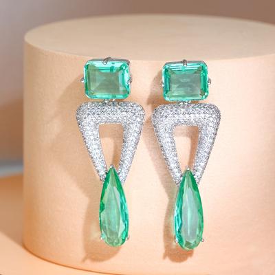 Pin Fashion Jewelry Atmospheric Geometric Triangle Micro-Inlaid Zircon Earrings