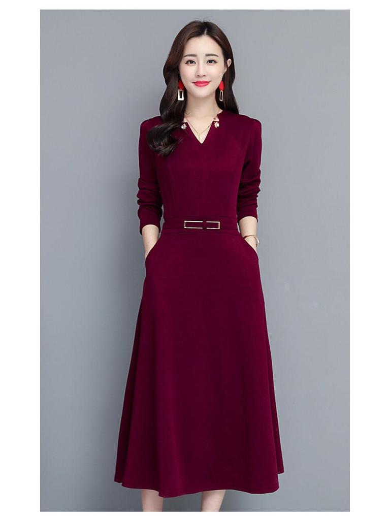 Elegant Women's Spring/Autumn Long Sleeve Wide-Leg Dress