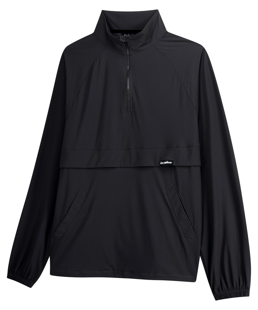 Lazybee [Summer] Airlight Stretch Multisport Running Windbreaker Anorak Jacket Top W Black