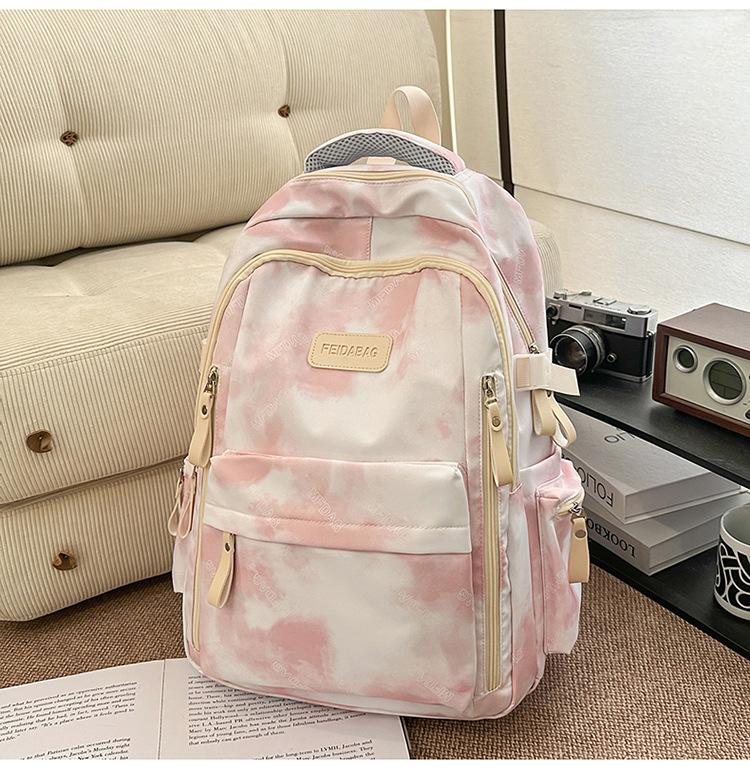 Schoolbag Personality Trend Tie-dye Backpack Male and Female Versatile College Student School Bag Fashion Large Capacity Junior High School Student