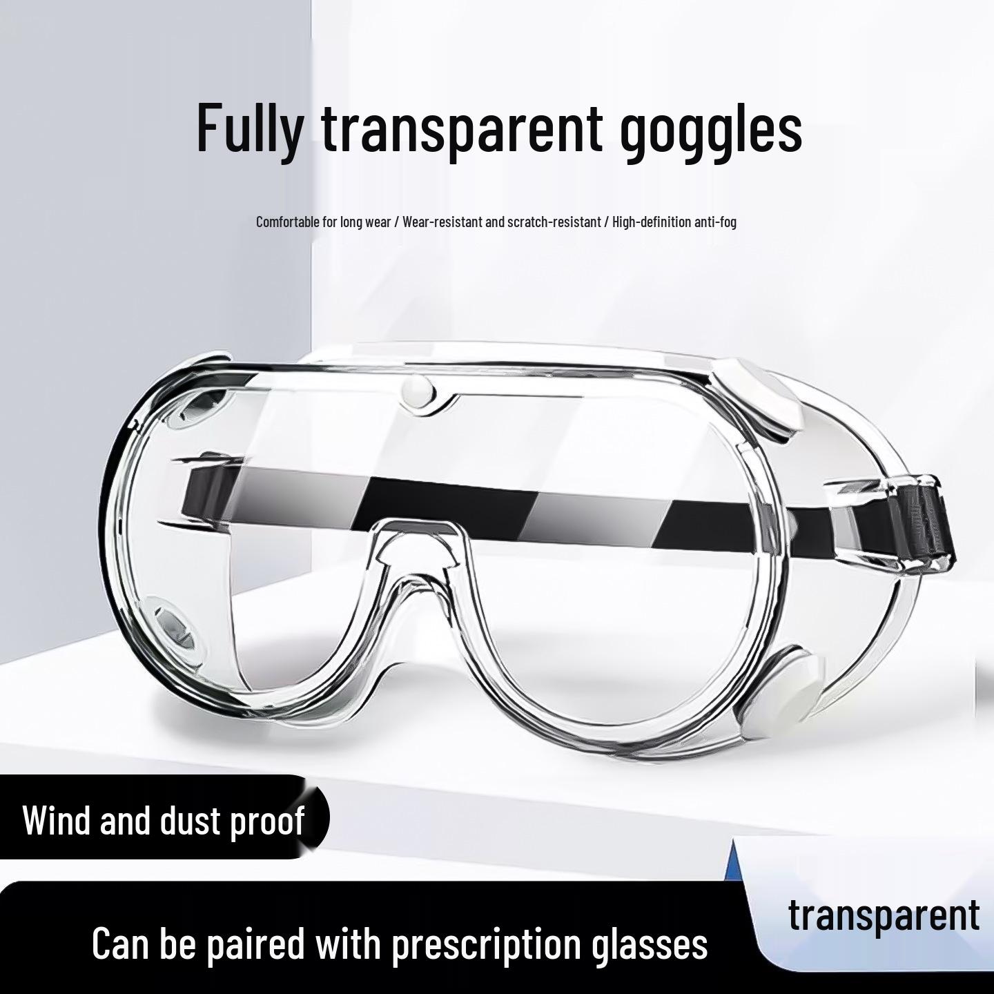 Anti-Fog Safety Goggles: Dustproof, Splashproof, Windproof, Fits Over Prescription Glasses.