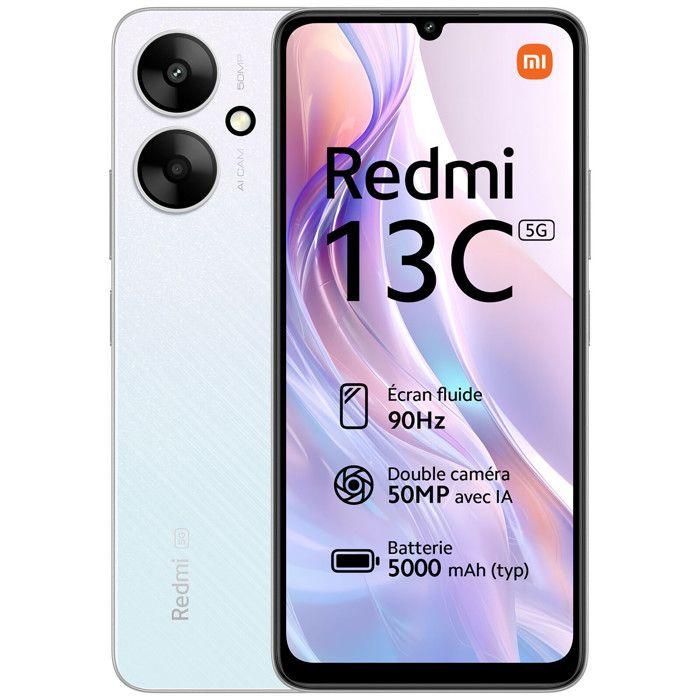 Smartphone XIAOMI Redmi 13C 5G 128 Go - Argent - Écran 90 Hz - Triple Caméra 50MP Avec IA