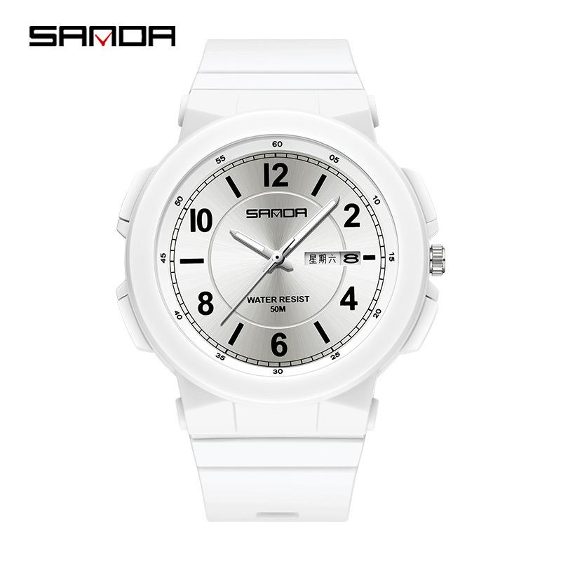 SANDA Nou stil Mișcare de contor electronic Calendar de două zile Tendință în modă, personalitate Ceasuri pentru elevi și bărbați și femei