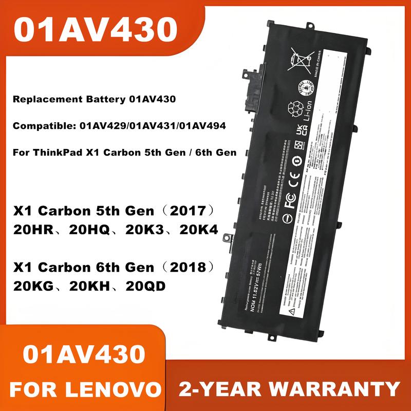 Laptop Battery For Lenovo ThinkPad X1 Carbon 5th 6th Gen X1 Carbon 2017 2018 G6 01AV494 01AV430 01AV431 01AV429 SB10K97586