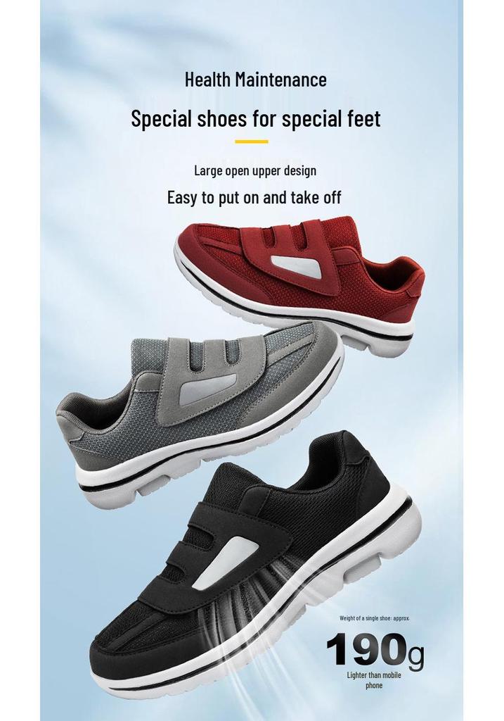 Klettverschluss Schuhe zur Genesung bei geschwollenen Füßen für Damen & Herren - Extra Weit für Ältere, Gicht & Hemiplegie